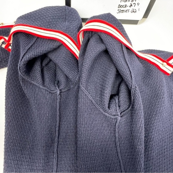 Talbots Navy Blue Red White Nautical Knit Pearl Button Cardigan Pockets Size L - Picture 12 of 12